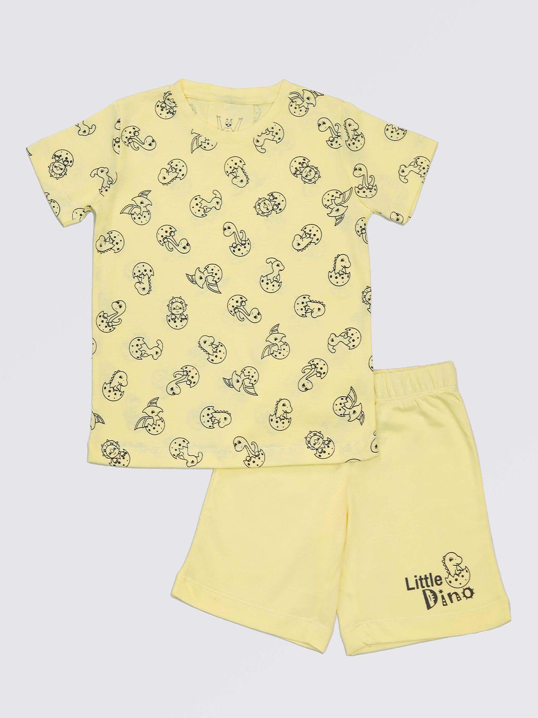 wyld sprog boys yellow & black printed t-shirt with shorts