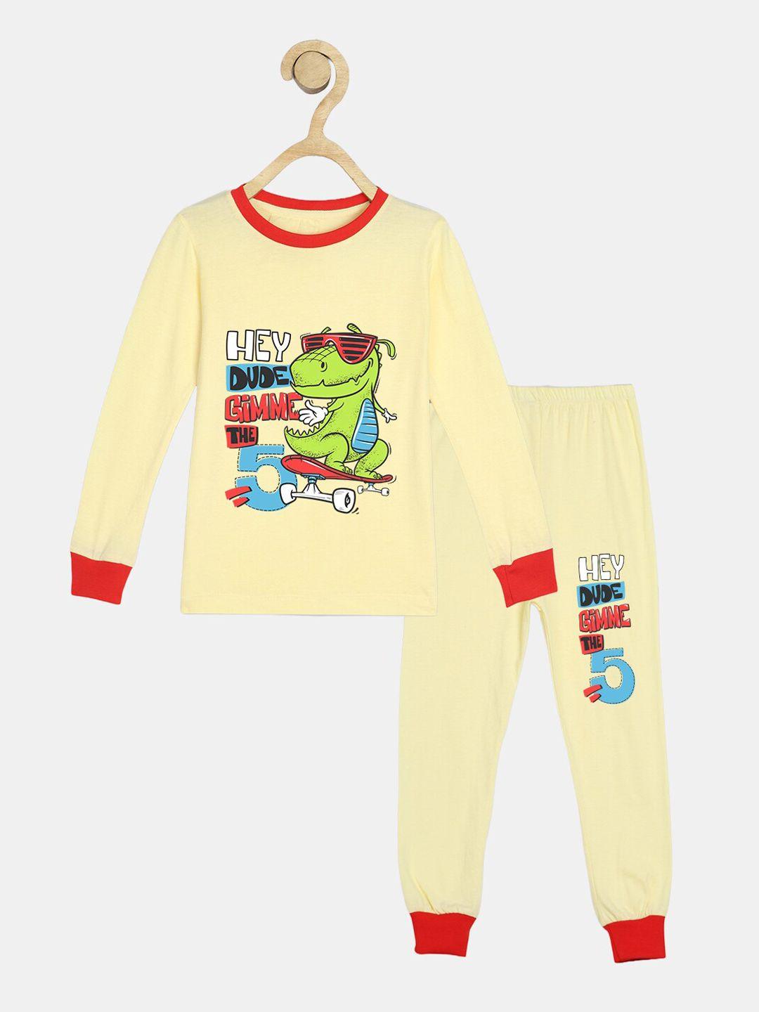 wyld sprog kids graphic printed pure cotton t-shirt & pyjama