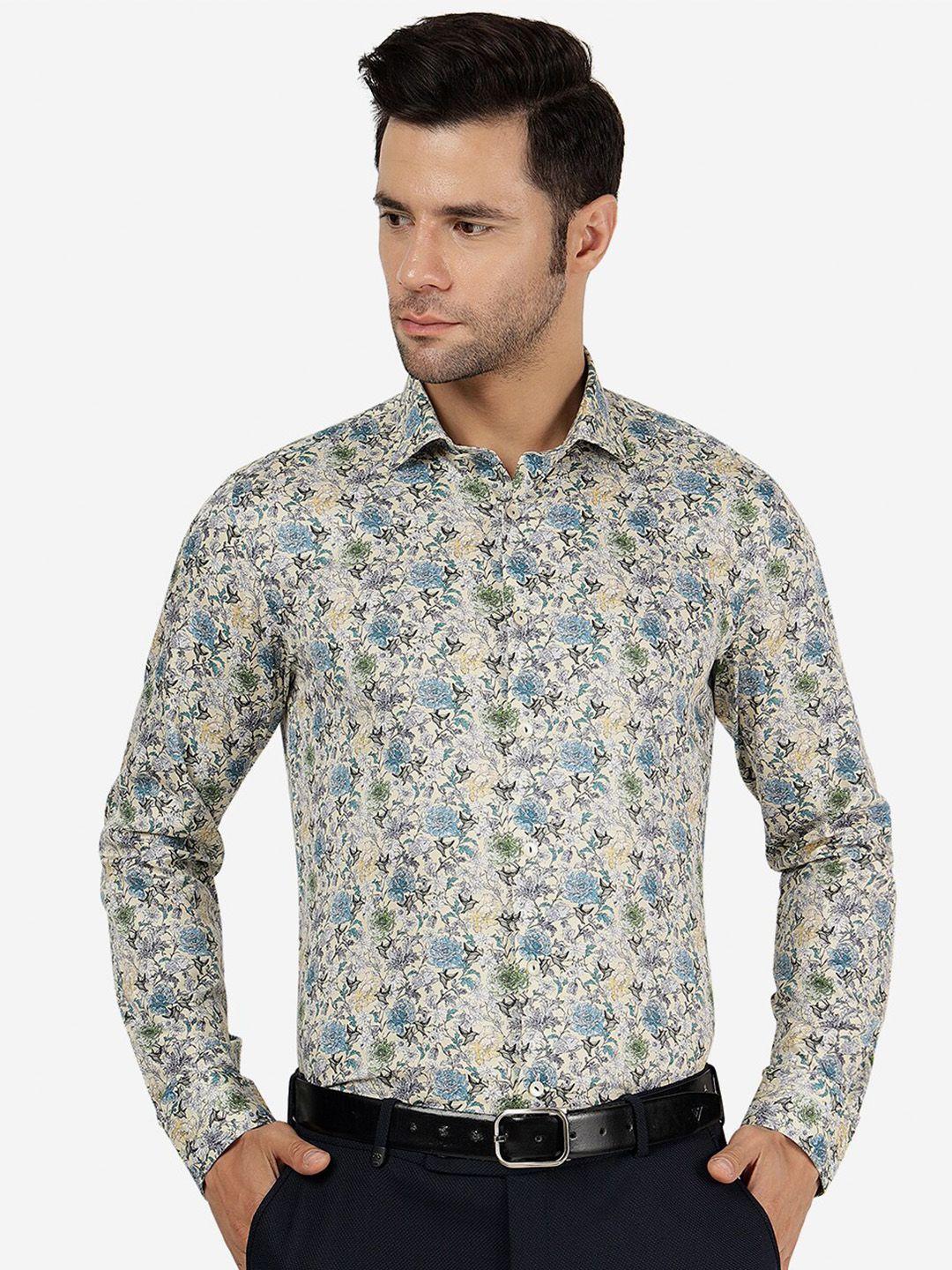 wyre floral printed cotton slim fit formal shirt