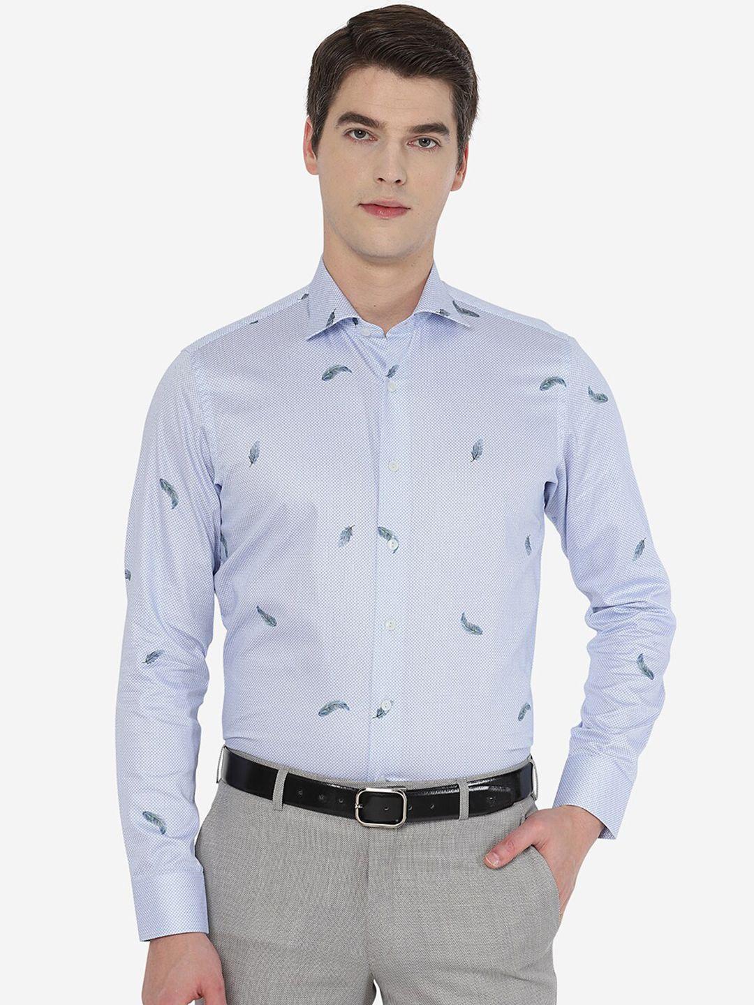 wyre men blue tight slim fit printed casual shirt