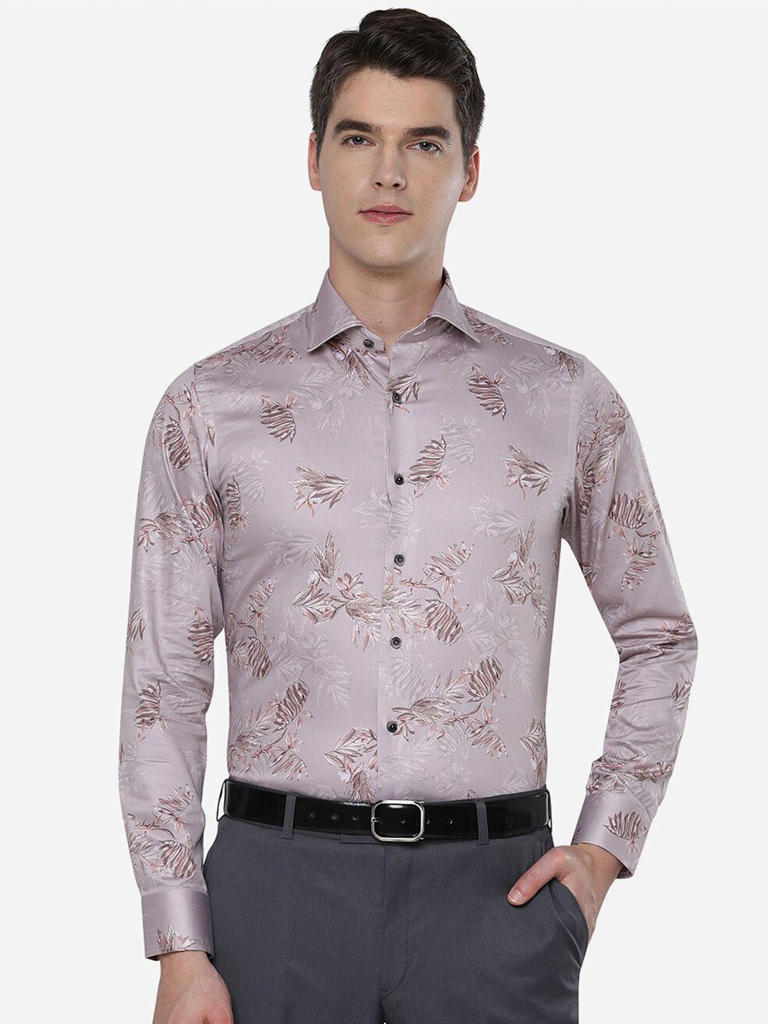 wyre men purple slim fit printed casual shirt