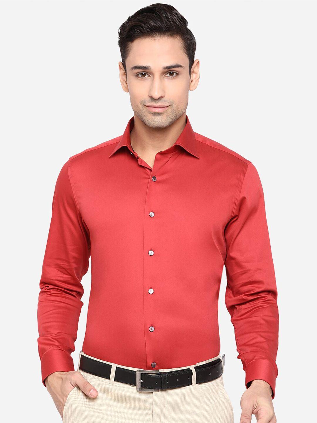 wyre men red slim fit pure cotton formal shirt
