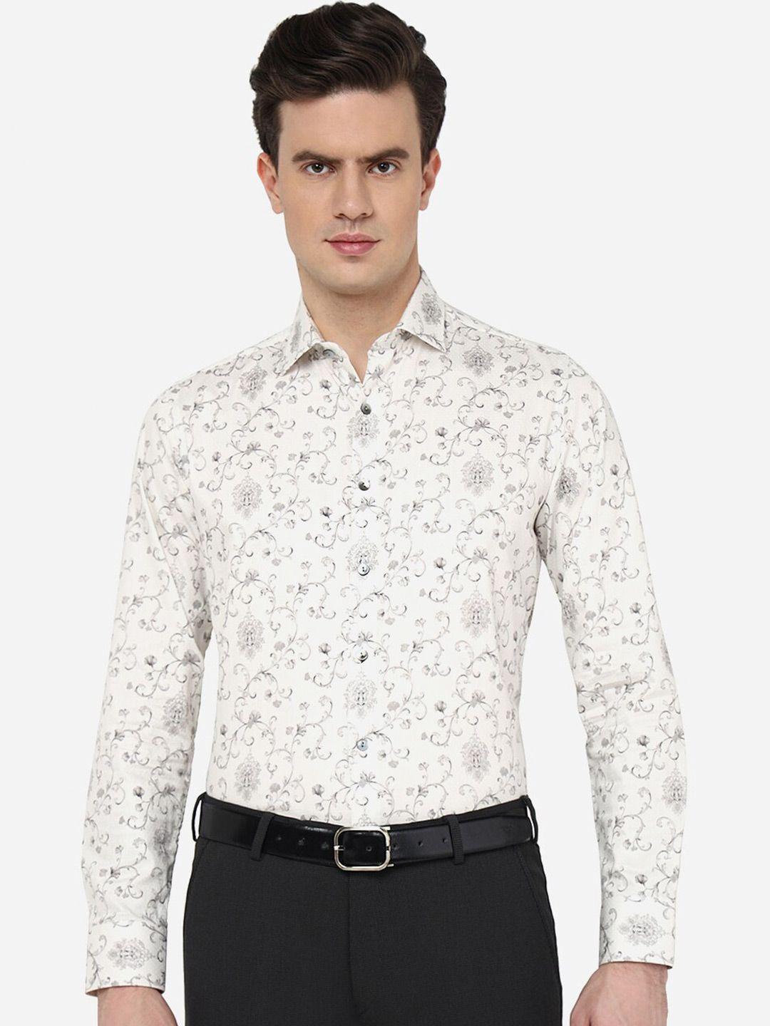 wyre printed slim fit spread collar full sleeve opaque cotton formal shirt