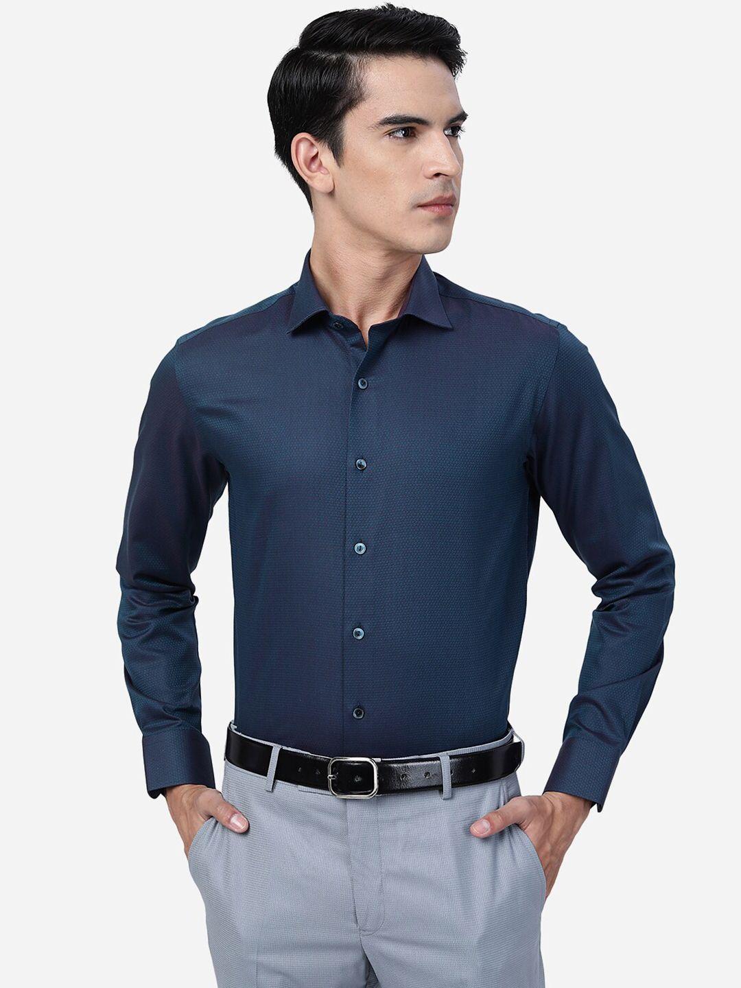 wyre slim fit self design textured cotton shirt