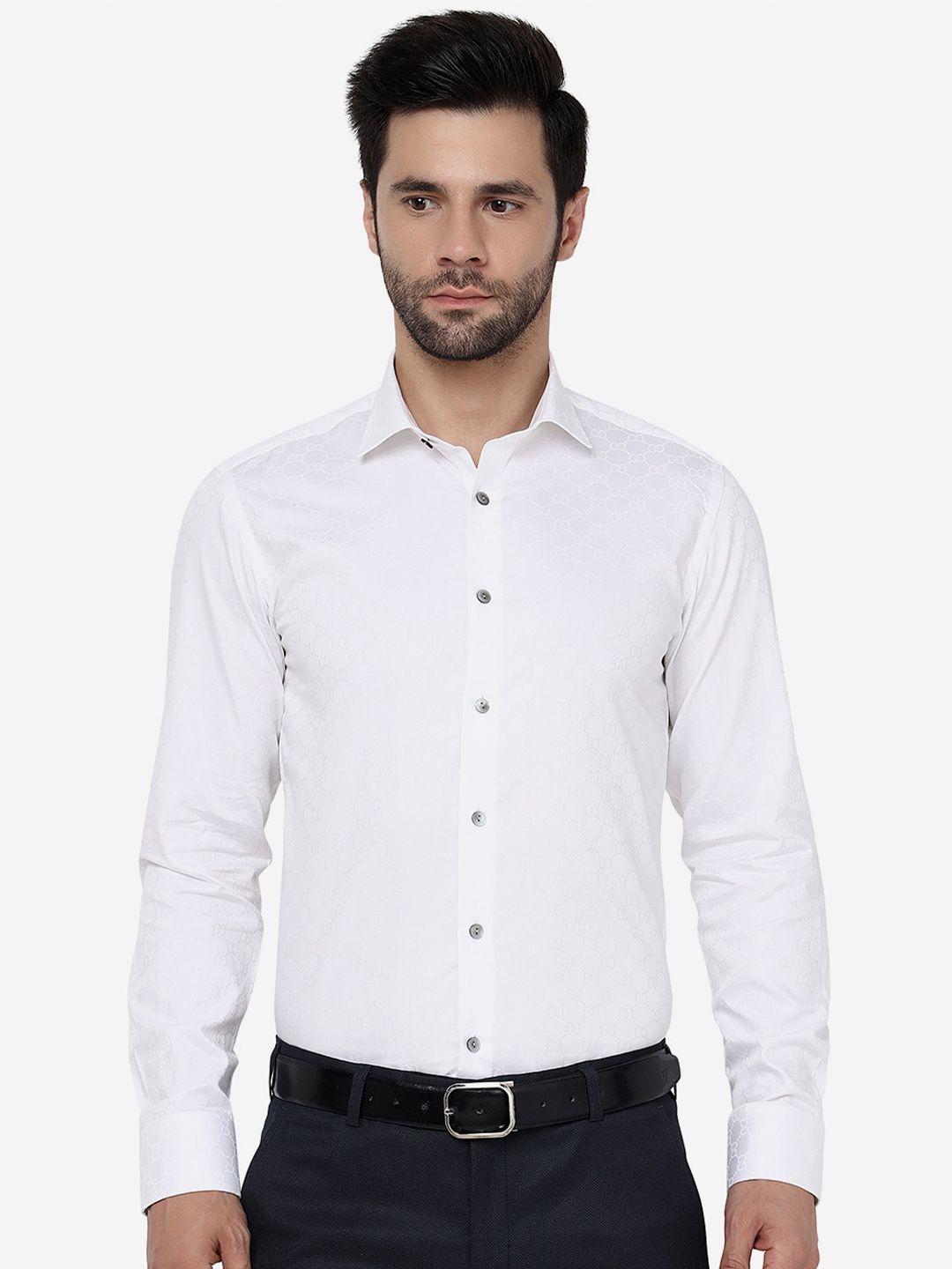 wyre spread collar ethnic motifs printed slim fit cotton shirt
