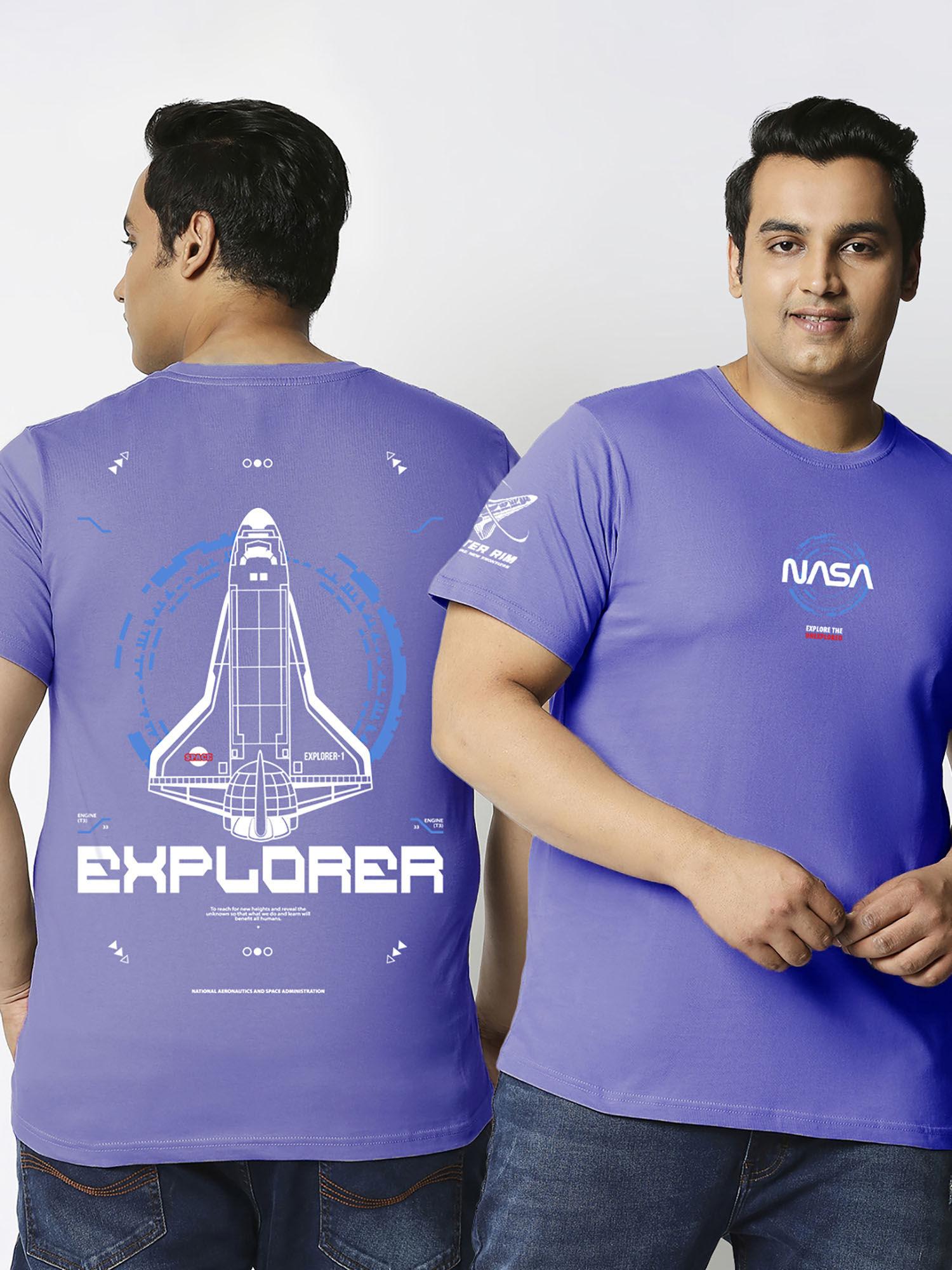 x official nasa merchandise mens blue explorer nasa graphic plus size t-shirt