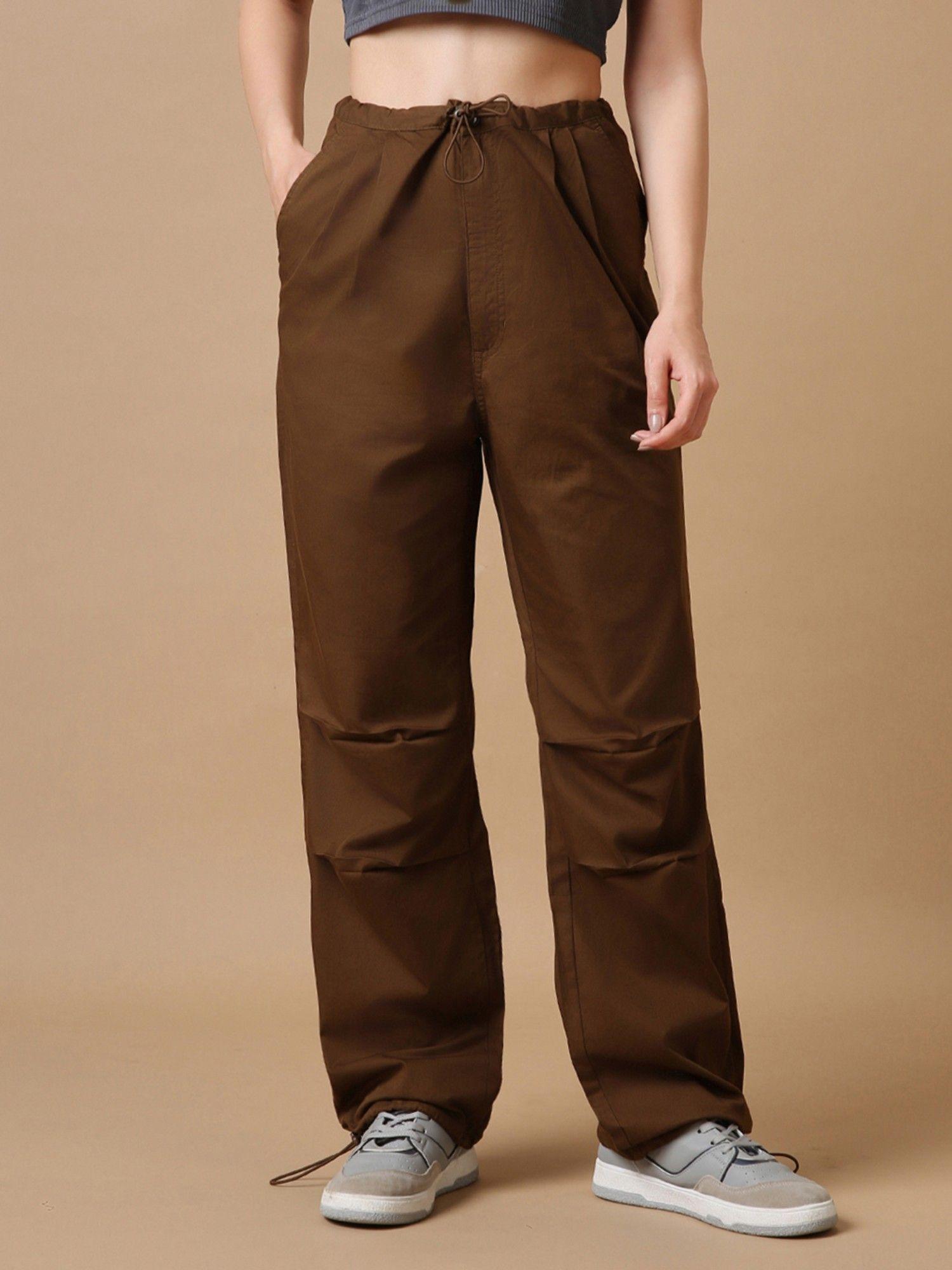 x womens brown oversized parachute pants