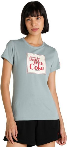 x coca cola tee women printed crew neck cotton blend grey t-shirt