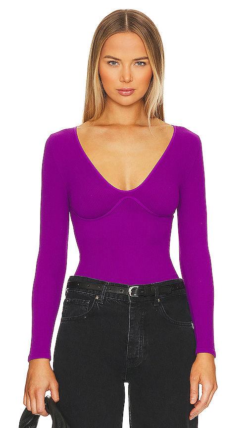 x intimately fp meg seamless v-neck bodysuit in grape juice