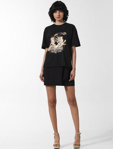 x looney tunes black printed t-shirt