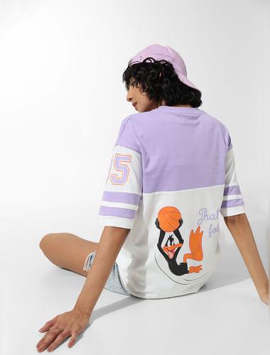 x looney tunes lilac printed oversized t-shirt