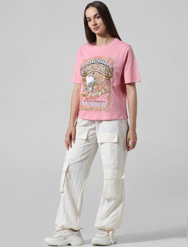 x looney tunes pink printed t-shirt