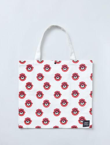 x minions white graphic print tote bag