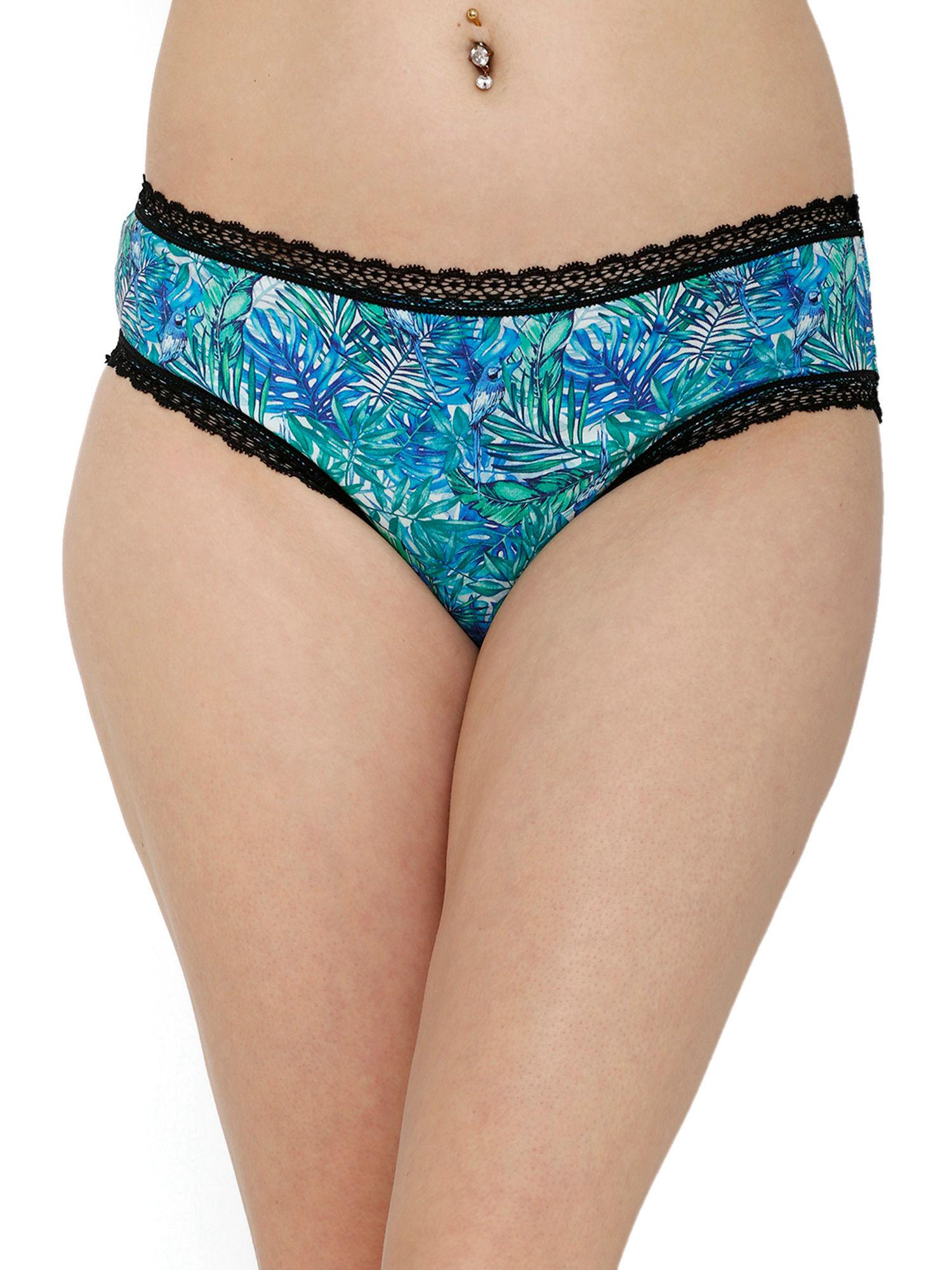 x mtv blue green printed cheeky midrise panty