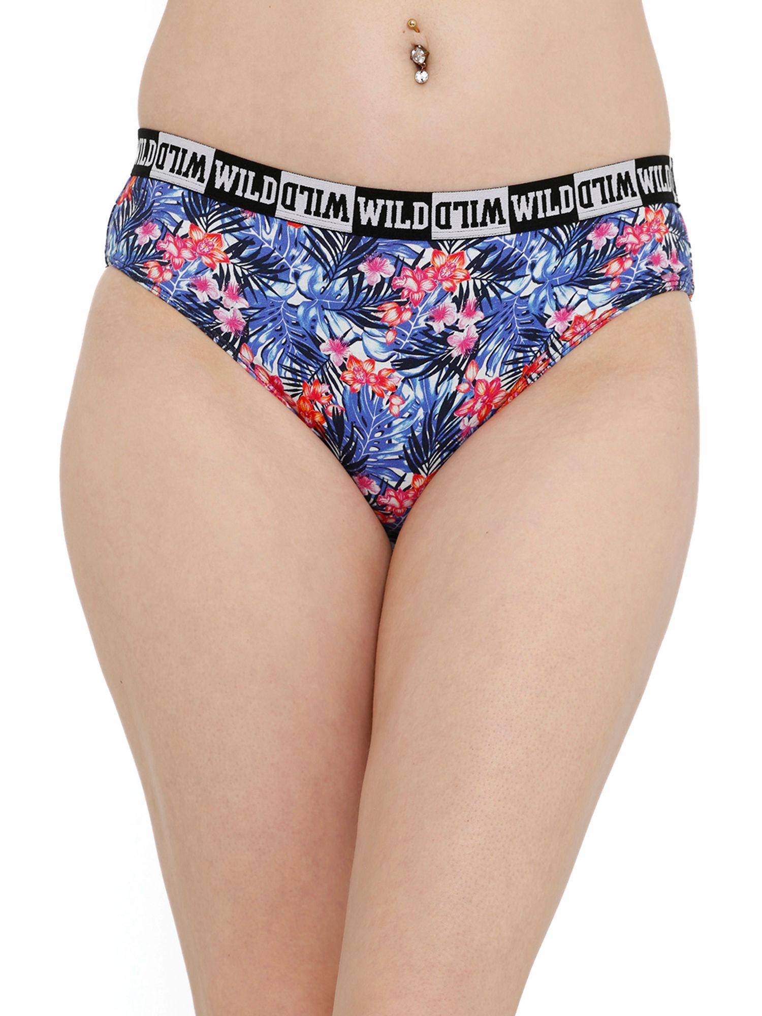 x mtv royal blue printed midrise bikini panty