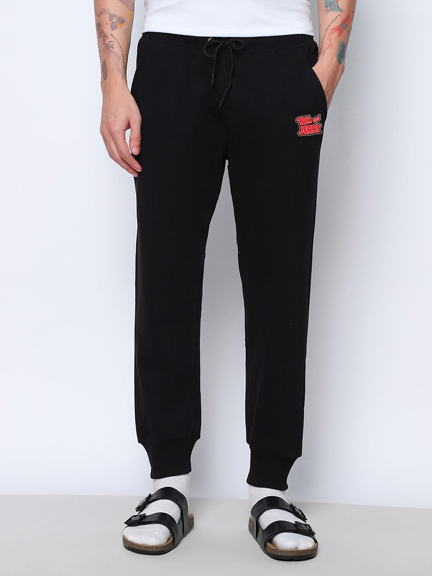 x official tom & jerry merchandise men black printed oversized joggers