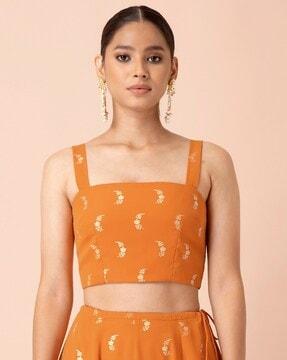 x payal singhal payal singhal foil strappy crop top