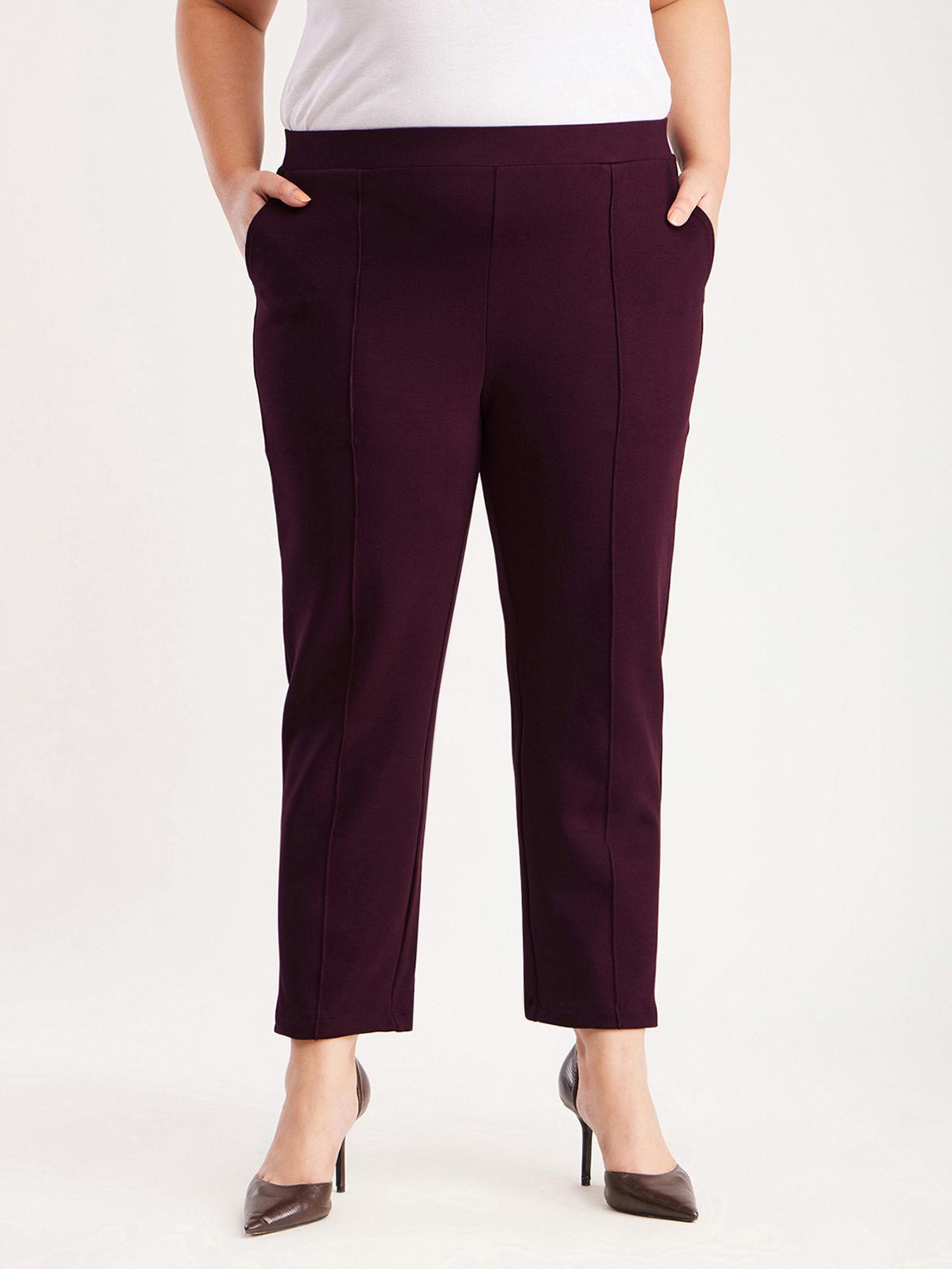 x plus size straight fit livin pants - maroon