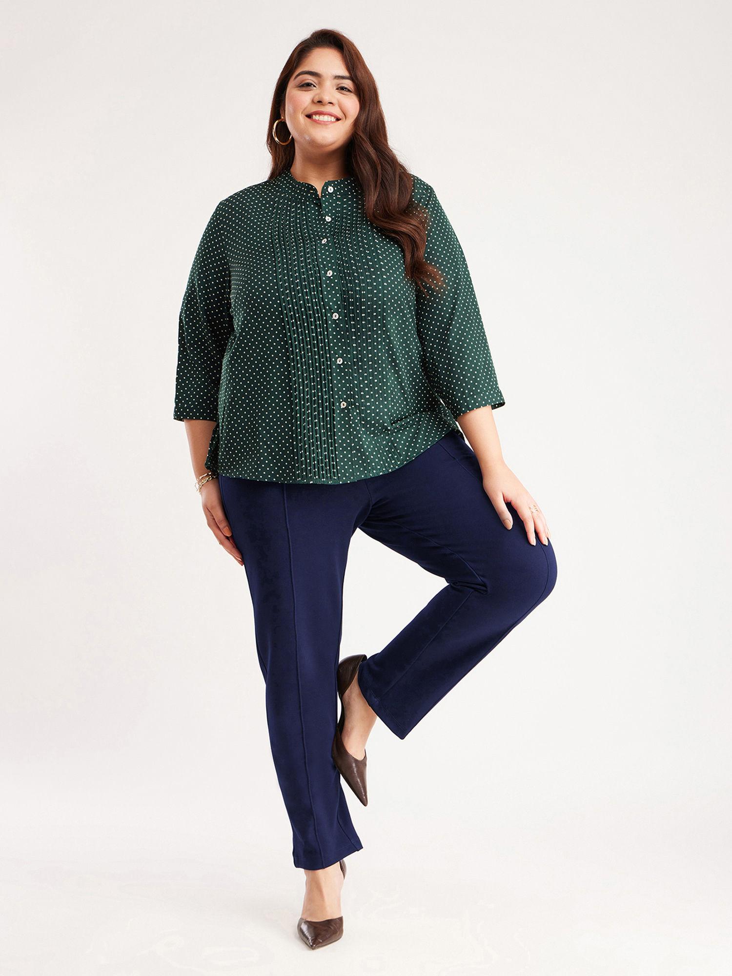 x plus size straight fit livin pants - navy blue