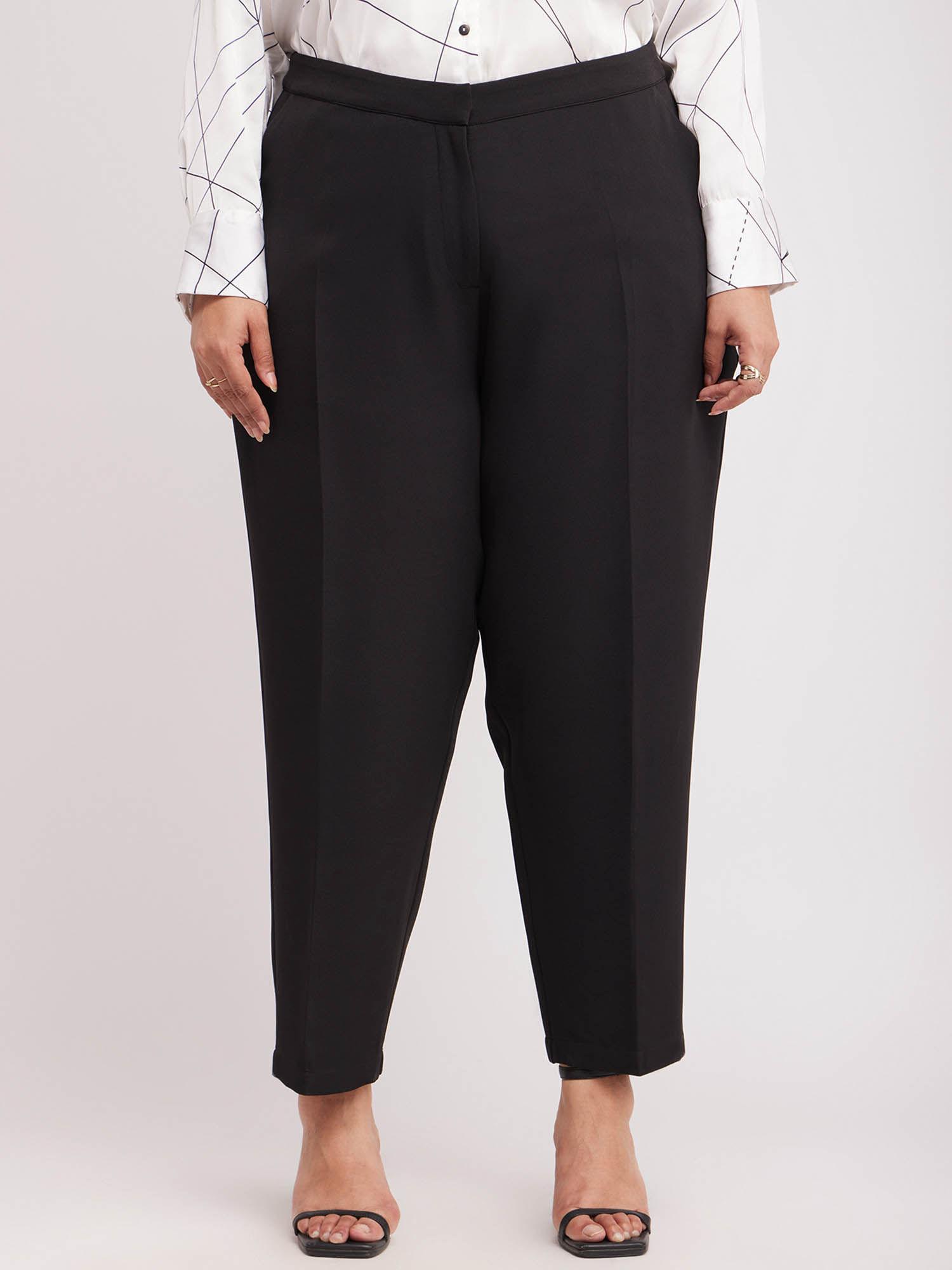 x plus size straight fit trousers - black