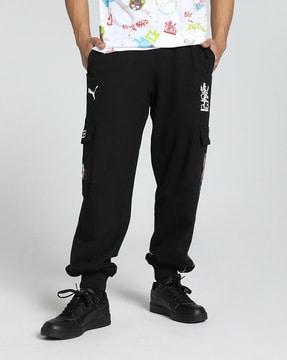 x rcb graphic print pants with insert pockets