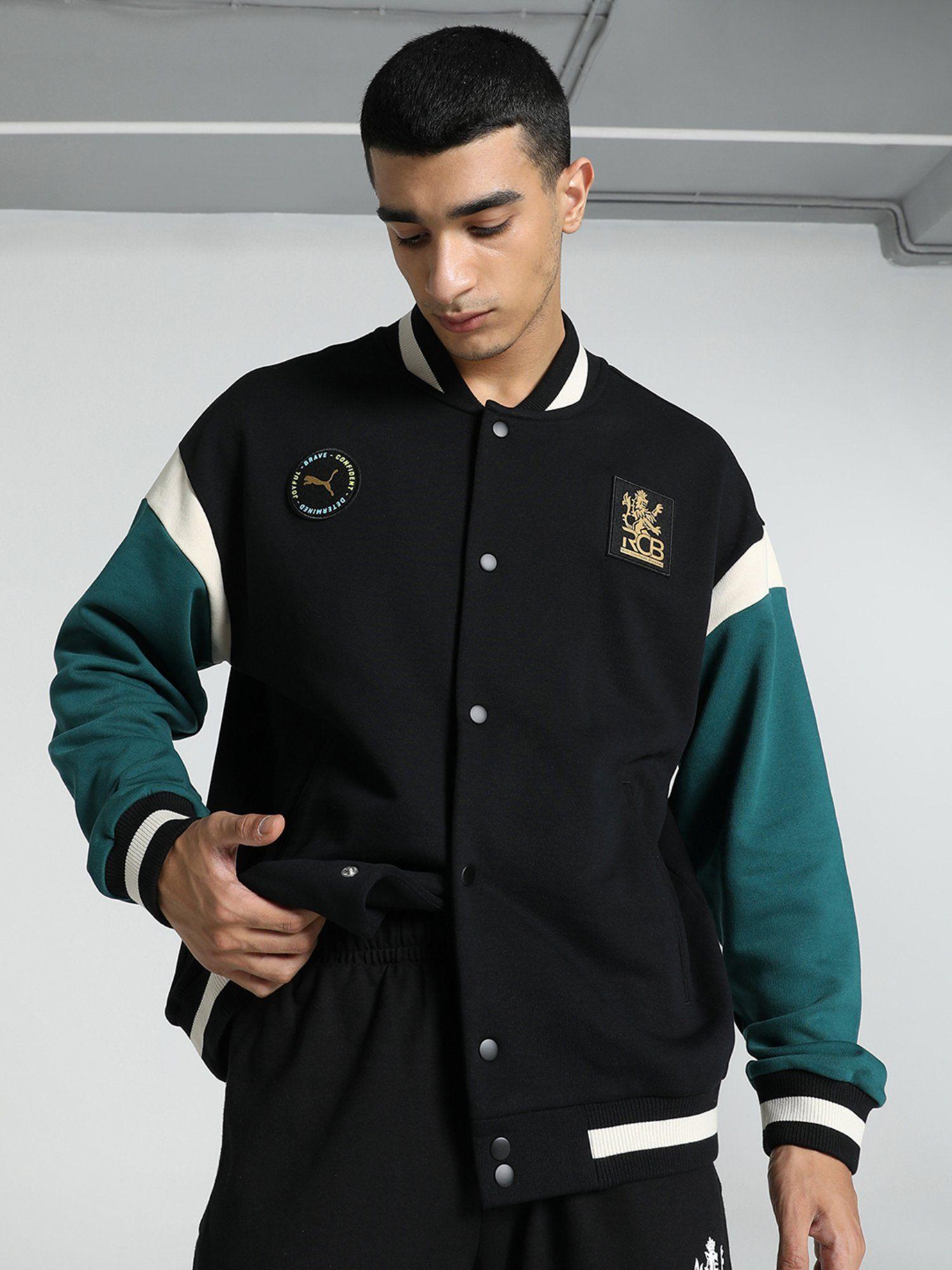 x rcb varsity mens black jacket