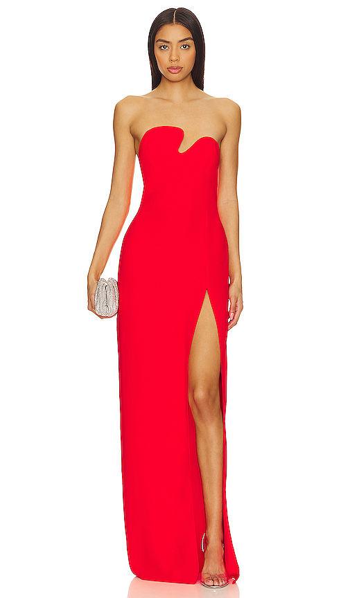 x revolve strapless puzzle gown