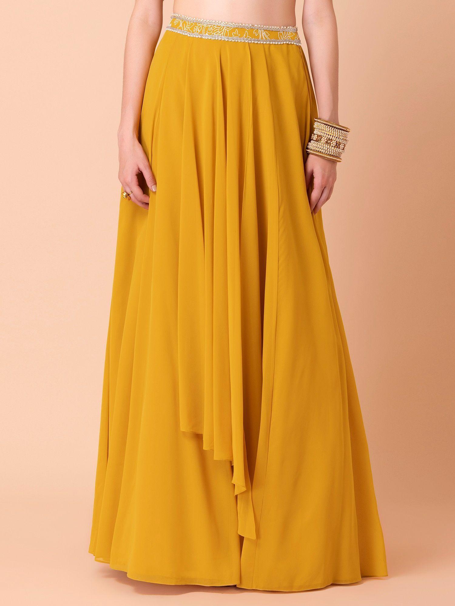 x ridhi mehra yellow embroidered draped lehenga skirt