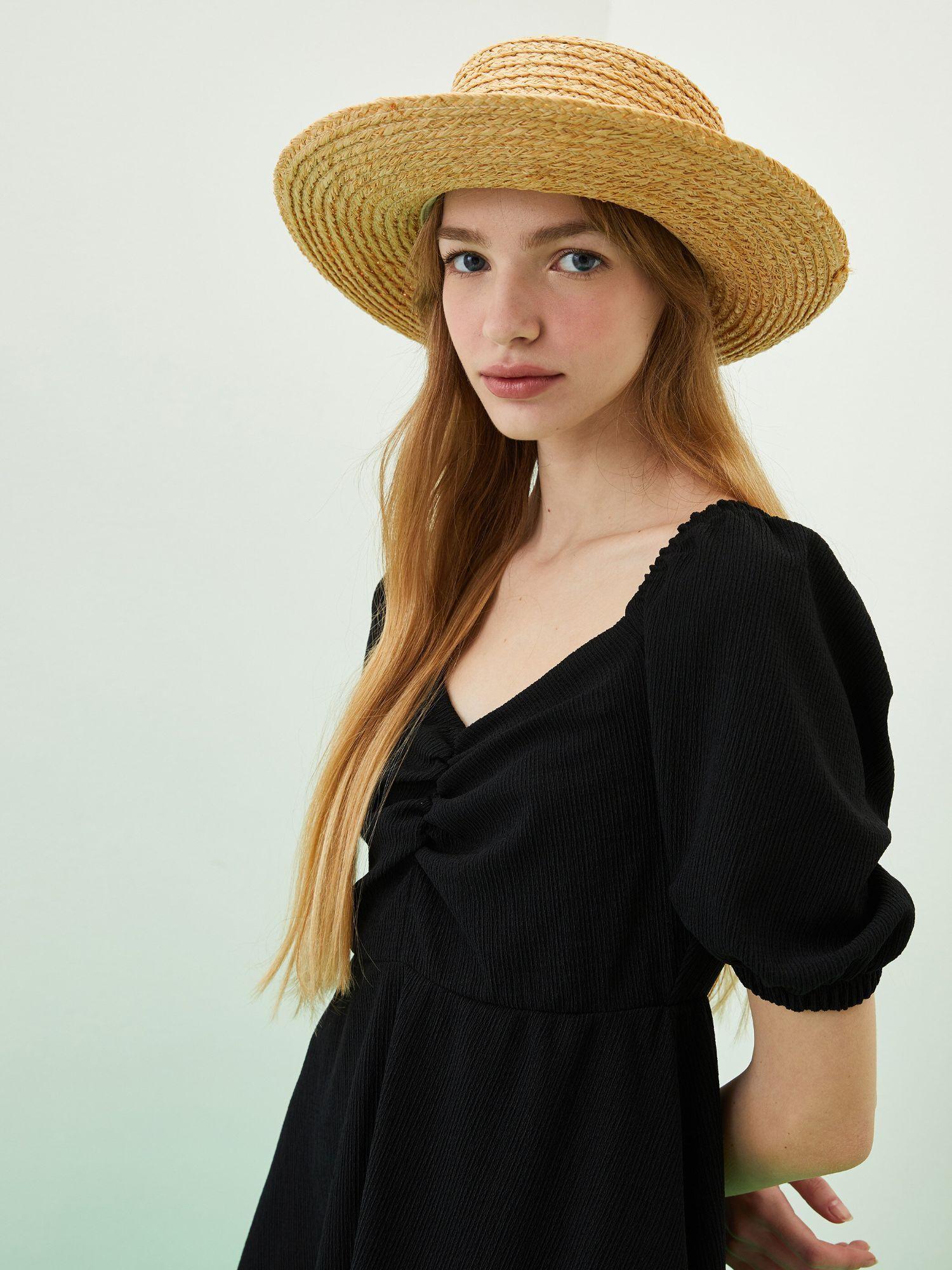 x-side knit dress black