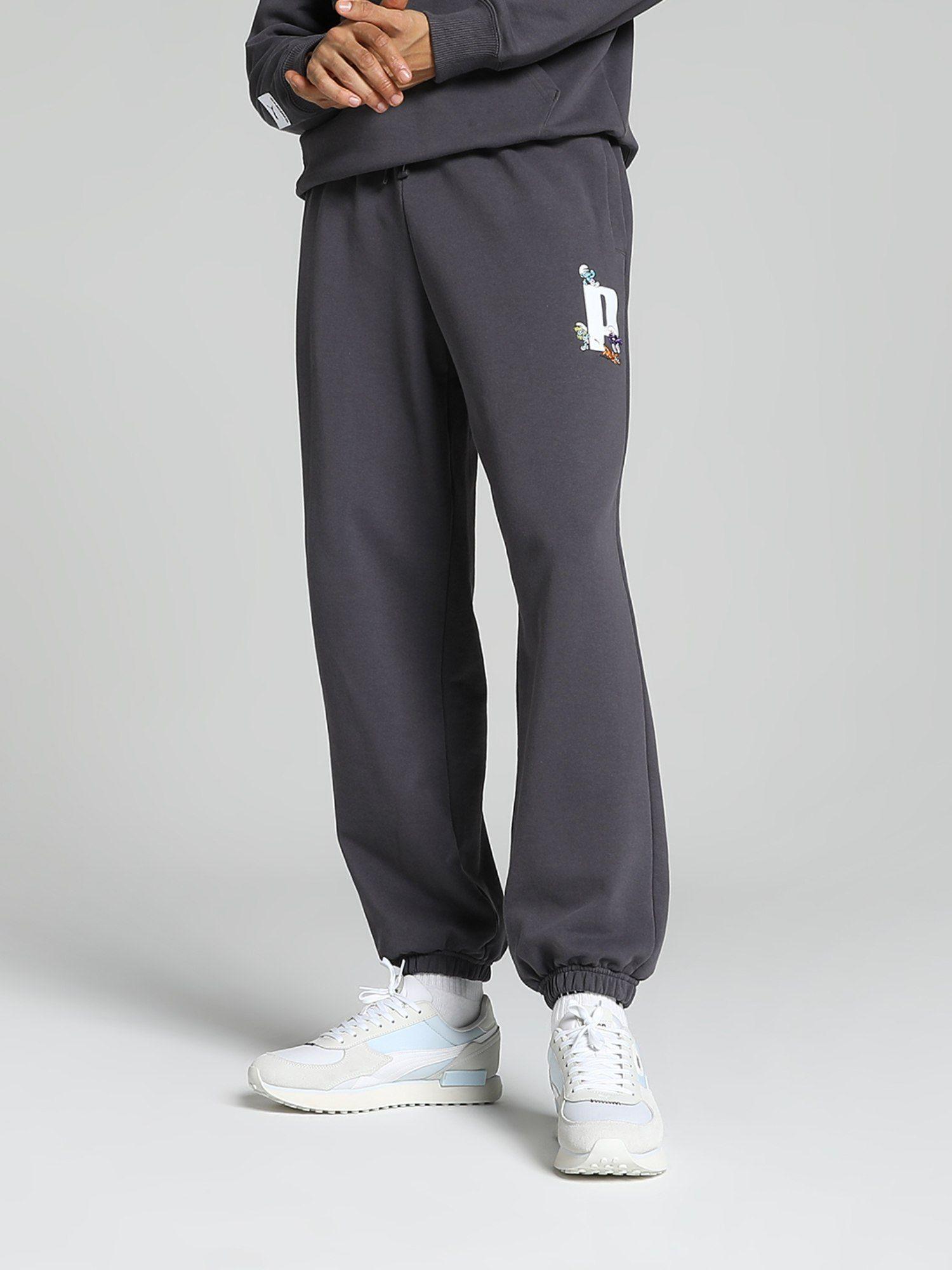 x the smurfs men black joggers