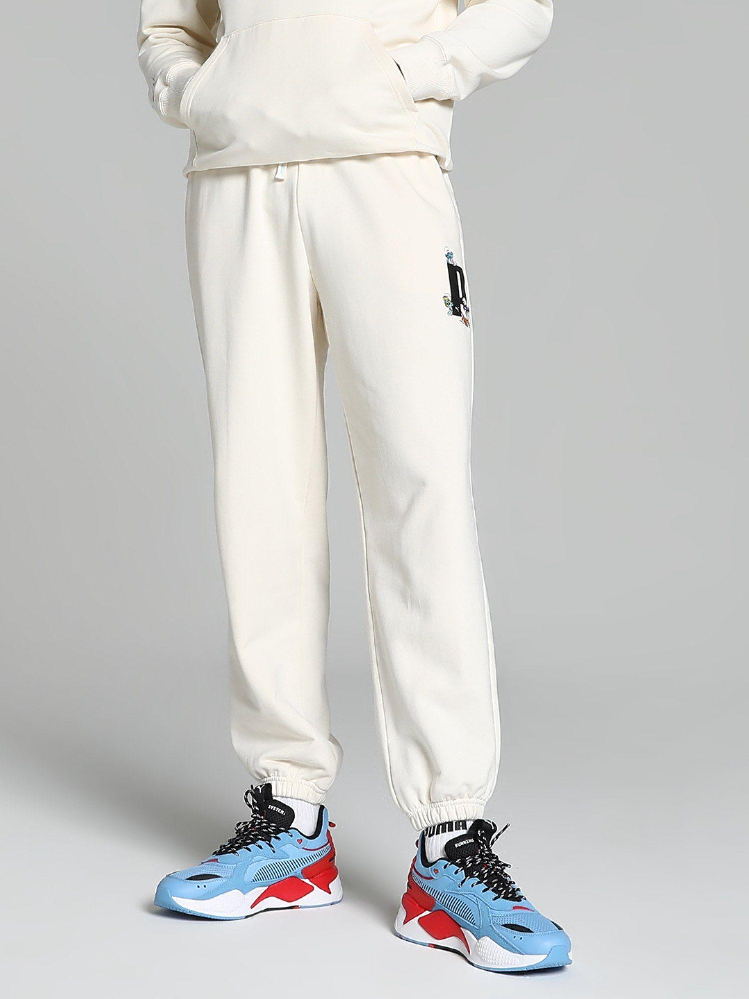 x the smurfs men off white joggers