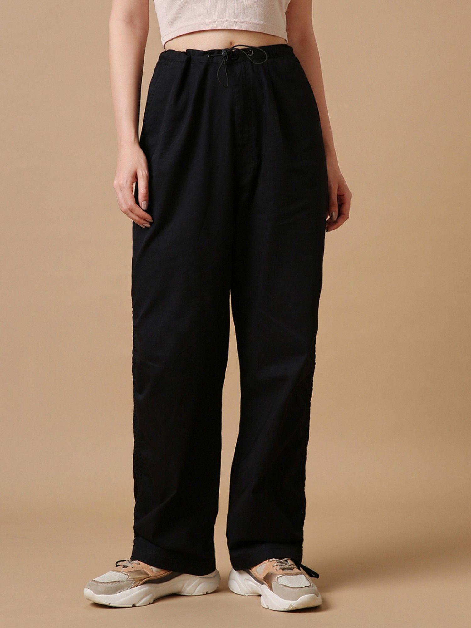 x womens black oversized parachute pants