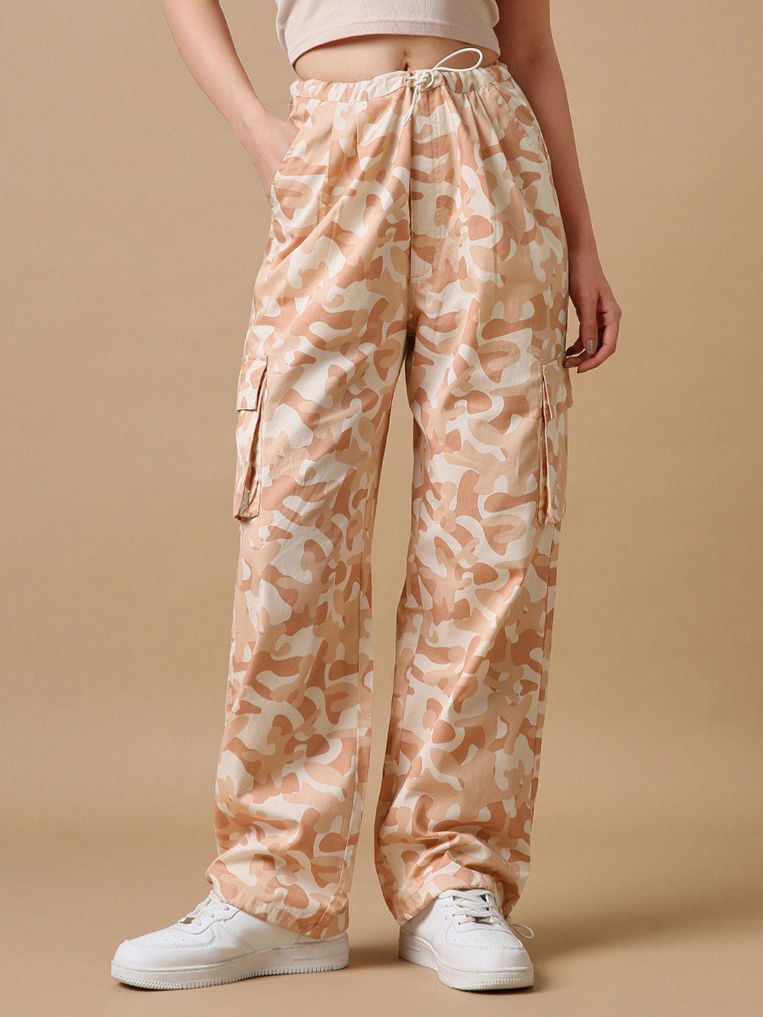 x womens pink camouflage oversized parachute pants