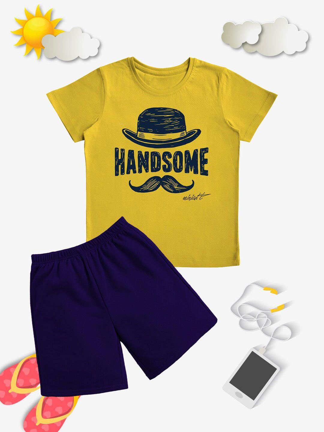 x2o boys yellow & blue printed t-shirt with shorts