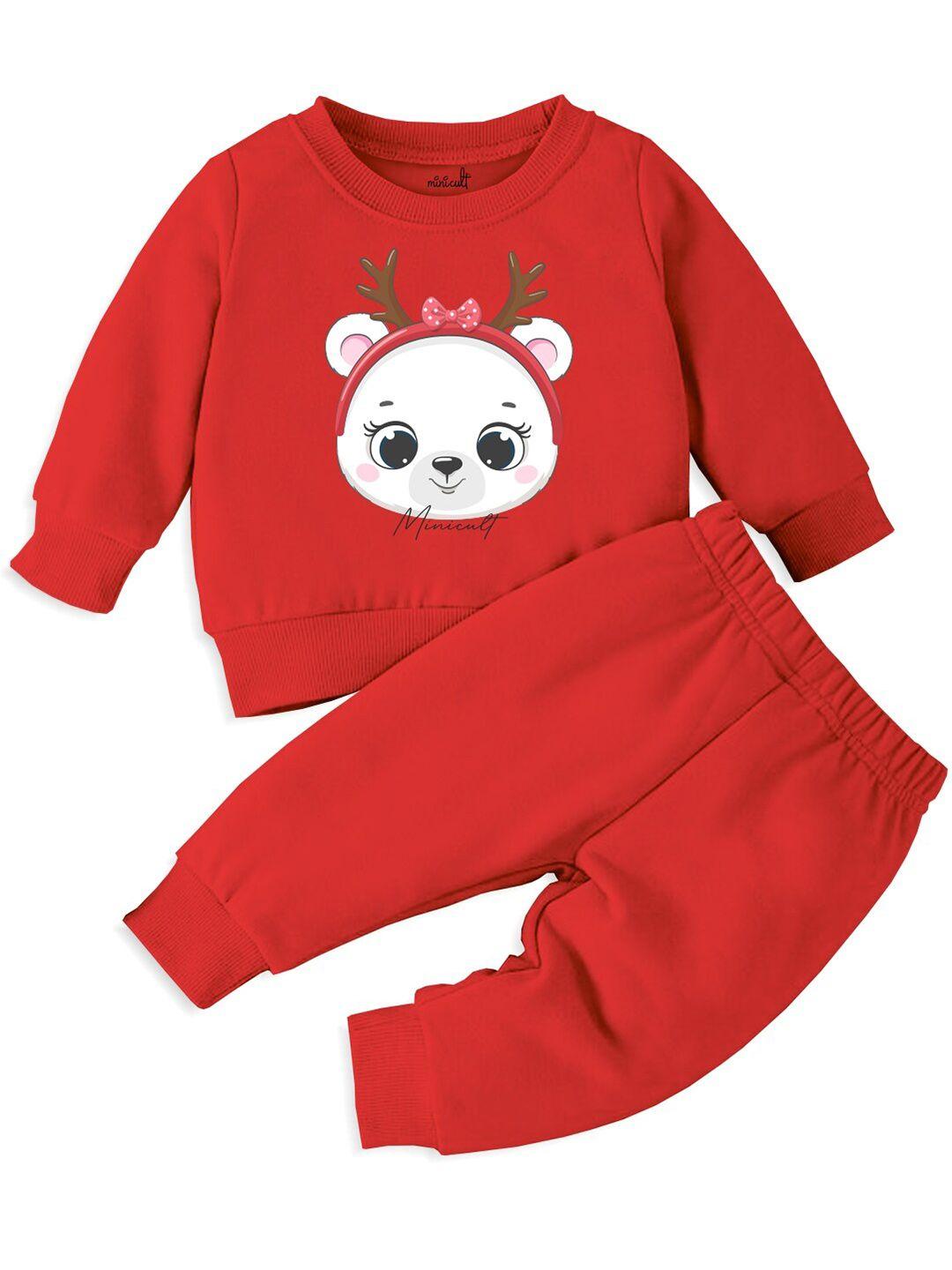 x2o unisex kids red printed t-shirt with pyjamas