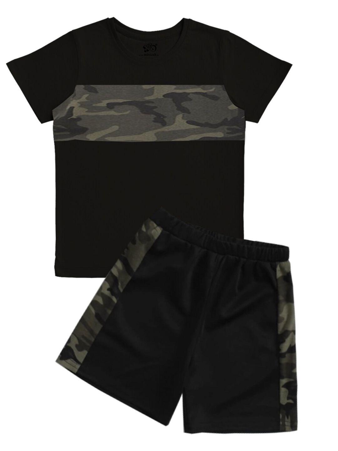 x2o boys black & grey printed t-shirt with shorts