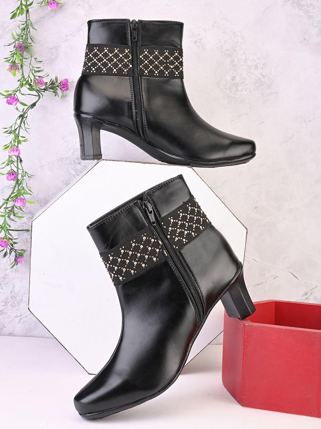 xe looks embellished block heeled chunky boots