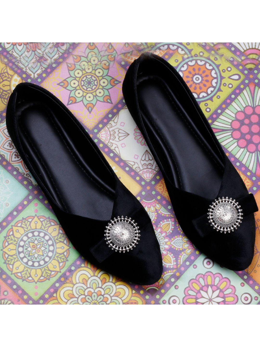 xe looks women black embellished ballerinas flats