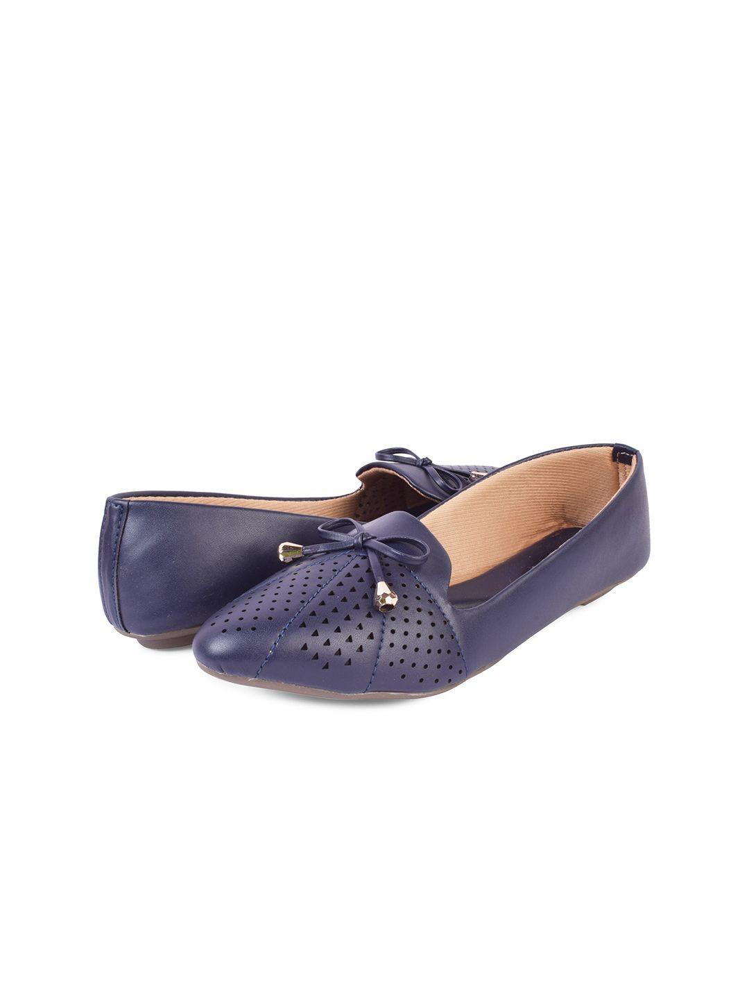 xe looks women navy blue ballerinas with bows flats