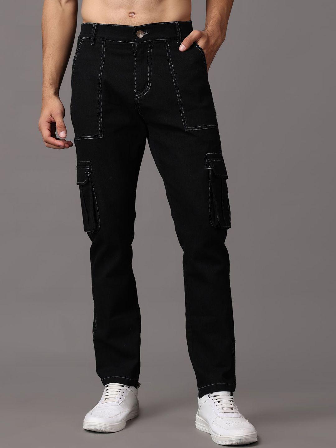 xee men black jean mildly distressed stretchable jeans