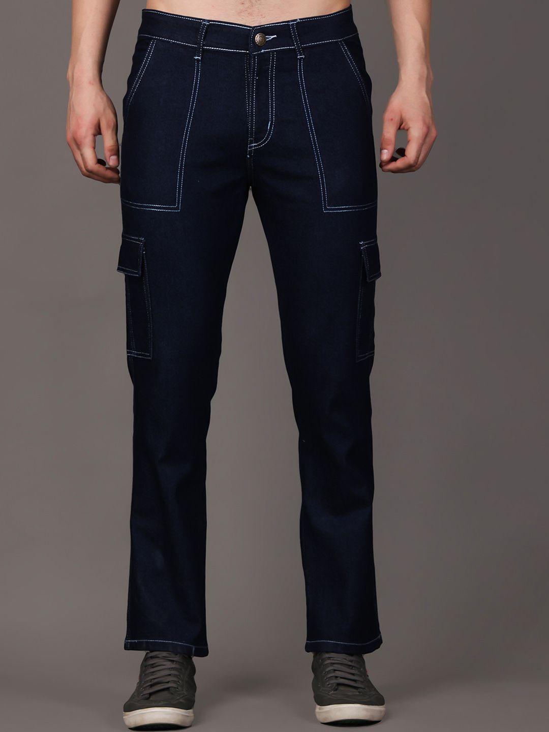 xee men comfort clean look mid-rise cotton cargo jeans