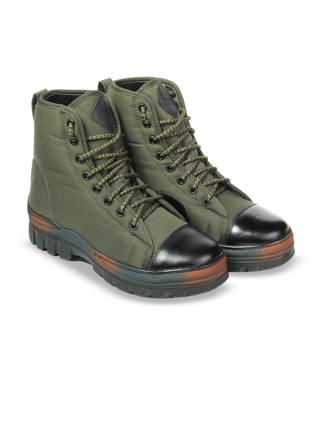 xhugoy men mid top flatform heel leather regular boots