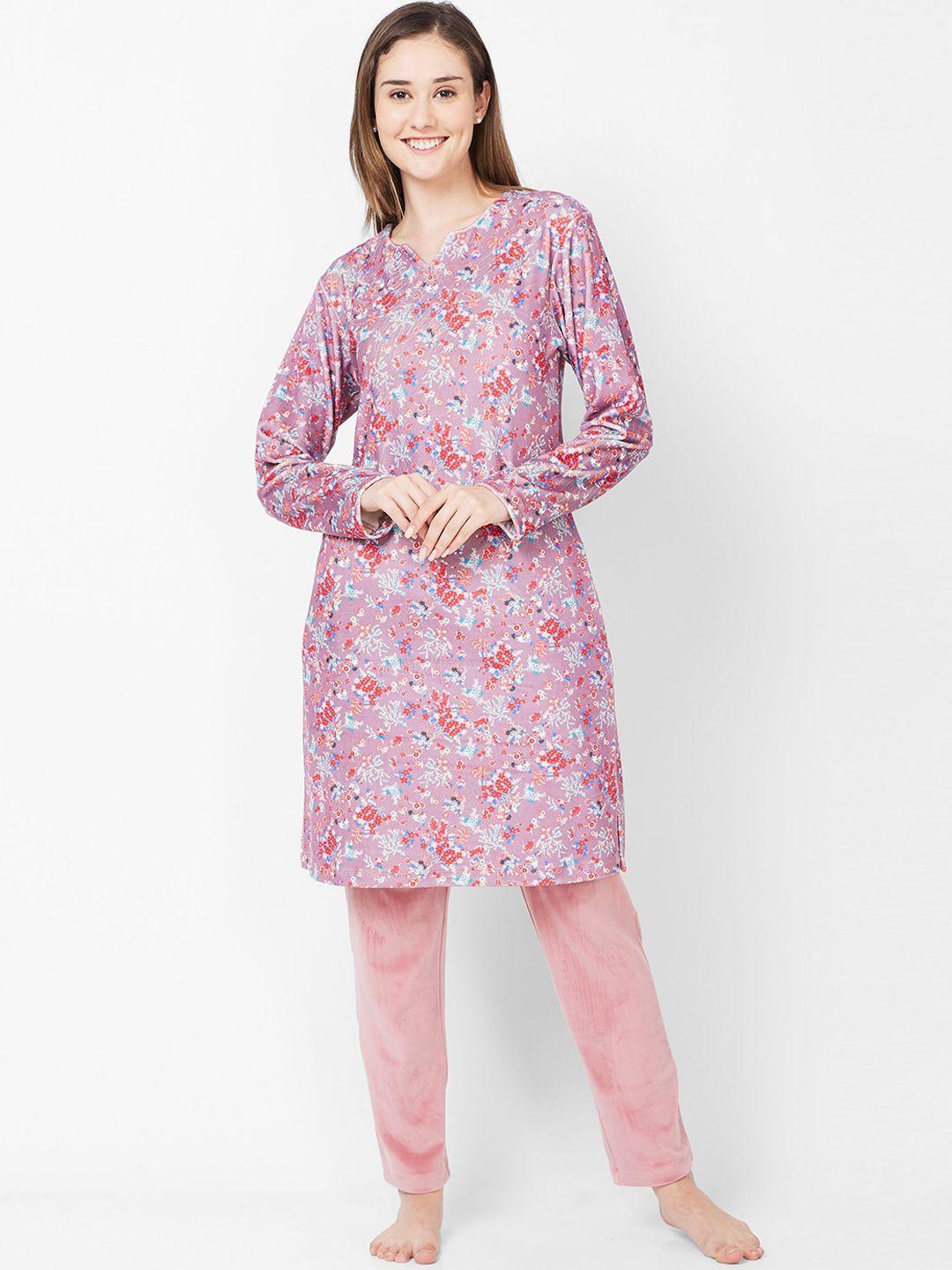 xin pink & blue printed night suit
