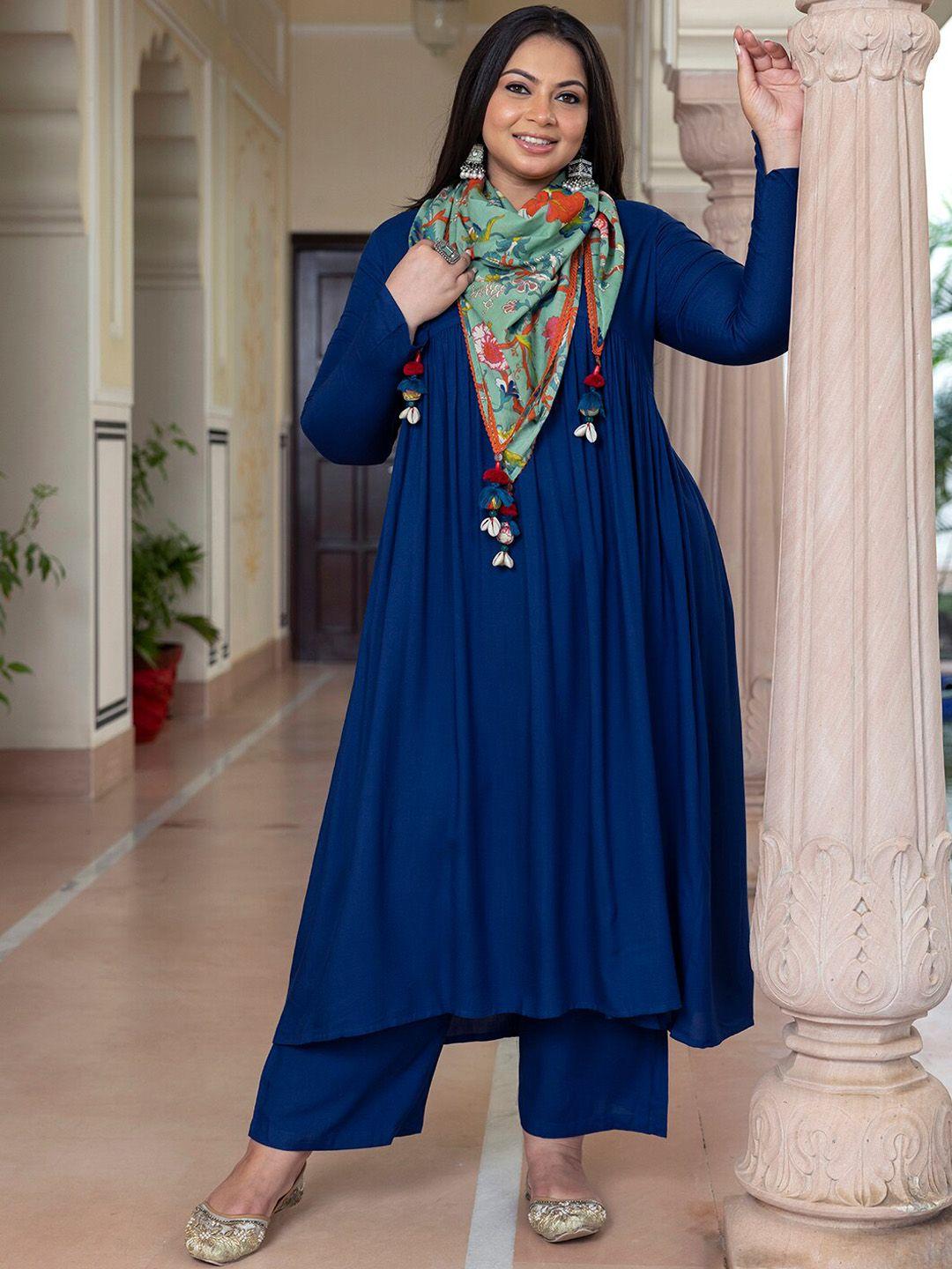 xl love by janasya beads and stones anarkali kurta with palazzos & scarf