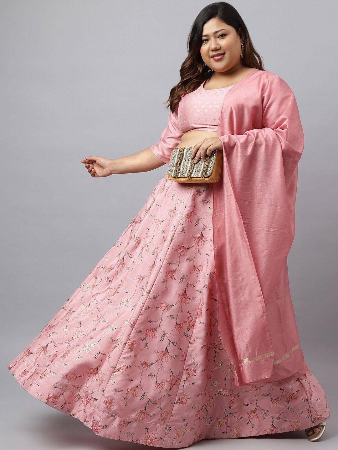 xl love by janasya foil printed ready to wear silk lehenga & blouse with dupatta