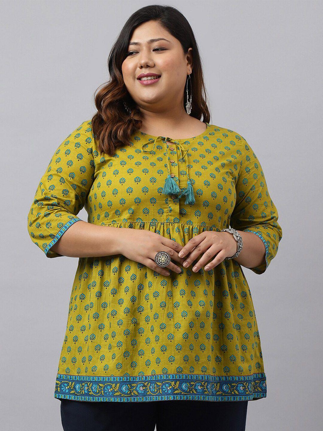 xl love by janasya plus size floral print cotton peplum top