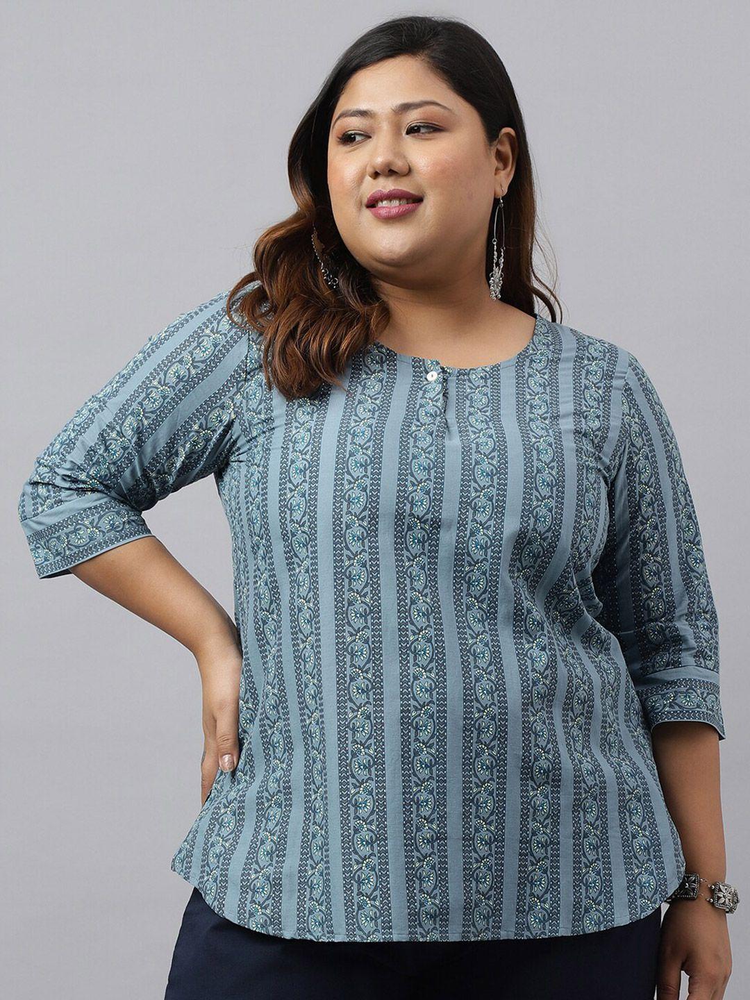 xl love by janasya plus size floral print cotton regular top