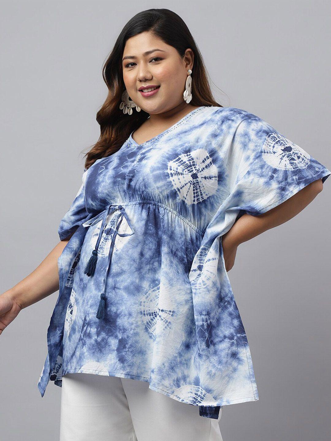 xl love by janasya plus size tie dye cotton kaftan top