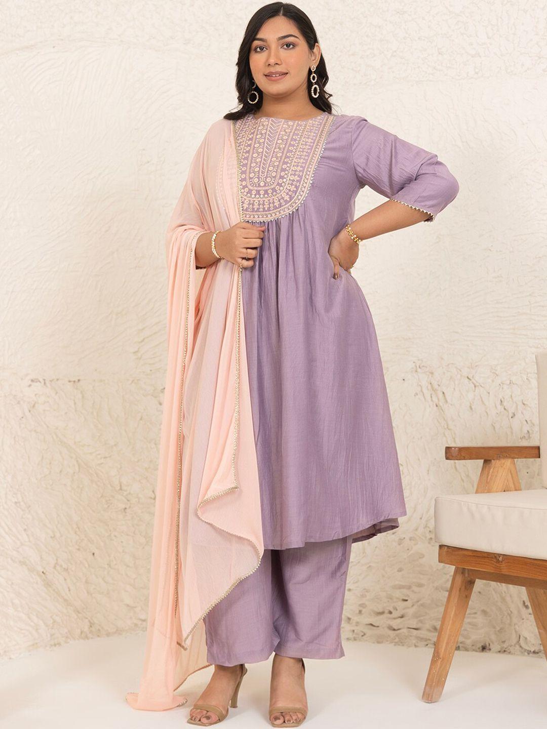 xl love by janasya women embroidered pleated gotta patti kurta with trousers & with dupatta