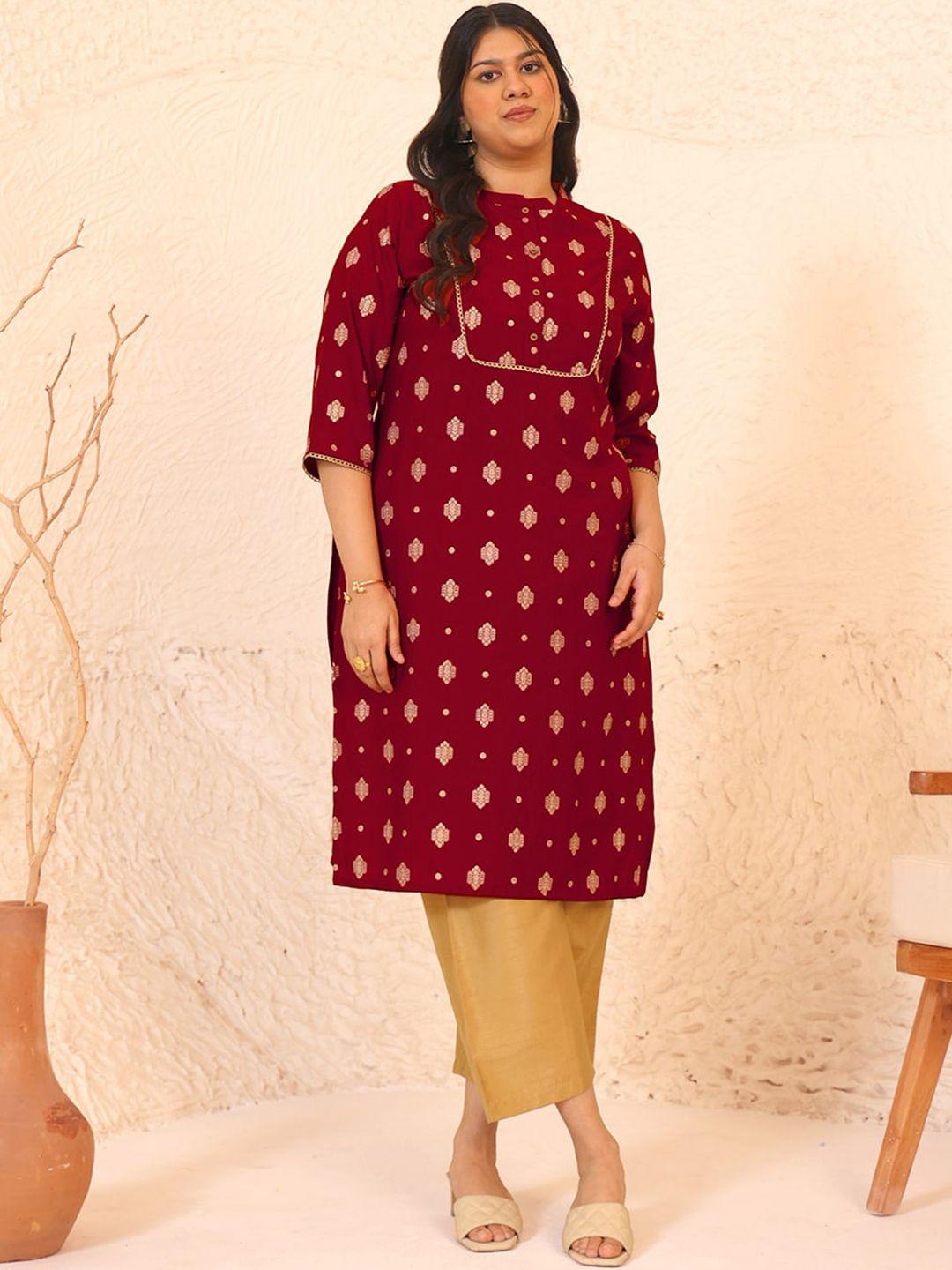 xl love by janasya women ethnic motifs printed flared sleeves crepe kurta